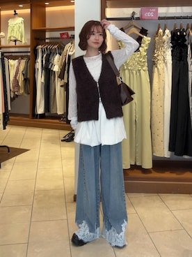 「LOWRYS FARM（ローリーズファーム）のバルーンベルト 1042988（ベルト、ホワイト系）」を使った、omakiiさん（レディース・160cm）の秋コーディネート