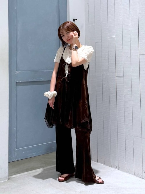 LOWRYS FARM 【上下セット】２ＷＡＹカットベロアミニワンピース他 LOWRYS FARM｜2WAYカットベロアミニワンピース | Rakuten