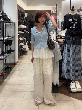 「LOWRYS FARM（ローリーズファーム）のステンレスプチＴＯＰネックレス２ 451999（ネックレス、ゴールド系）」を使った、omakiiさん（レディース・160cm）の夏コーディネート