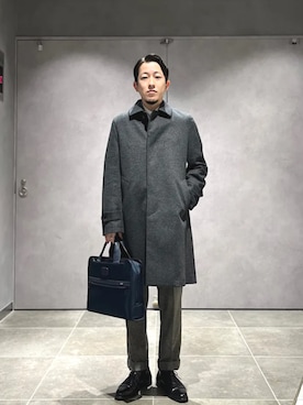 「SHIPS」｜「アイテム（ステンカラーコート）」を使った、柴田さん（メンズ・170cm）の冬コーディネート