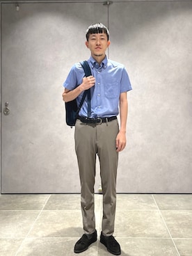 「アイテム（ビジネスシャツ）」を使った、柴田さん（メンズ・170cm）の秋コーディネート