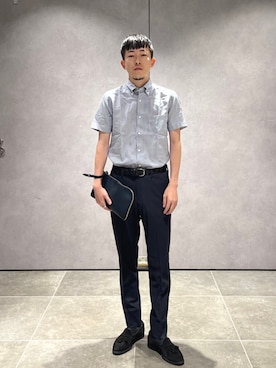 「アイテム（ビジネスシャツ）」を使った、柴田さん（メンズ・170cm）の秋コーディネート