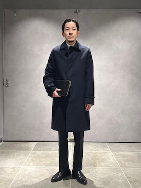 「アイテム（クラッチバッグ）」を使った、柴田さん（メンズ・170cm）の秋コーディネート