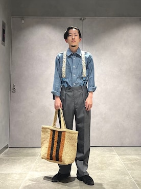 「SHIPS（シップス）のアイテム（バッグ）」を使った、柴田さん（メンズ・170cm）の夏コーディネート