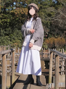 「LAKOLE（ラコレ）のアイテム（ハンチング/ベレー帽）」を使った、お月 ⸝⋆さん（レディース・162cm）の冬コーディネート