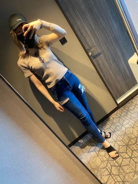 「ENVYM（アンビー）のアイテム（帽子）」を使った、風華さん（レディース・162cm）の夏コーディネート