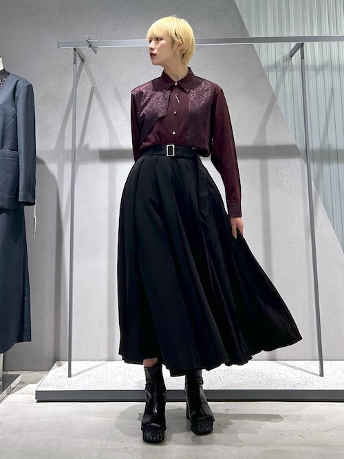 SETUP対応】アシメジャガードプリーツスカート(HARE)（スカート