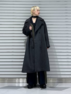 「アイテム（テーラードジャケット、グリーン系）」を使った、Moneさん（レディース・162cm）の冬コーディネート