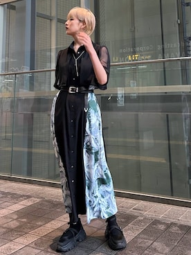 「HARE（ハレ）のロングラリエットネックレス(HARE)（ネックレス）」を使った、Moneさん（レディース・162cm）の春コーディネート