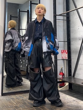 「HARE（ハレ）のアシメプリーツシャツ(HARE)（シャツ/ブラウス）」を使った、Moneさん（レディース・162cm）の秋コーディネート