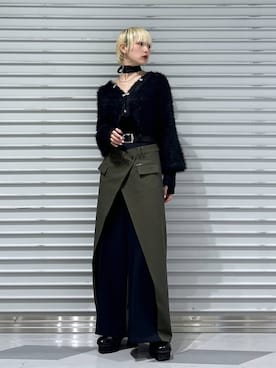 「HARE（ハレ）のハイショクラップデザインパンツ(HARE)（スラックス）」を使った、Moneさん（レディース・162cm）の冬コーディネート