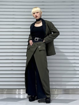 「HARE（ハレ）のハイショクラップデザインパンツ(HARE)（スラックス）」を使った、Moneさん（レディース・162cm）の冬コーディネート