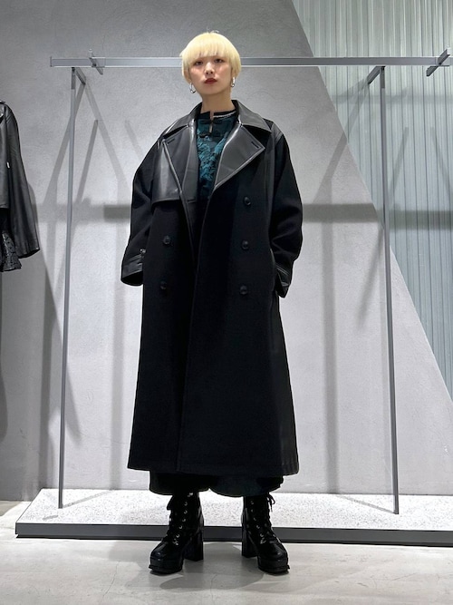 ウーリーテックフェイクレザーキリカエトレンチコート(HARE)（ステン