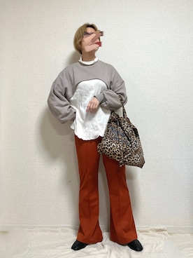 「ショート丈トップス」｜「アイテム（スリッポン）」を使った、manaさん（レディース・153cm）の冬コーディネート