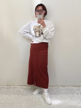 「ごきげんウィーク」｜「アイテム（スカート）」を使った、manaさん（レディース・153cm）の春コーディネート