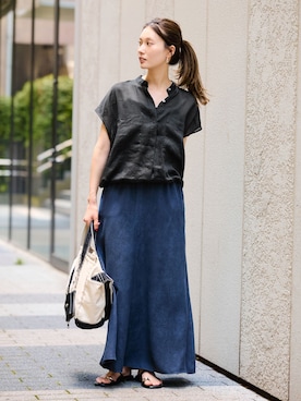 「FRAMeWORK（フレームワーク）のアイテム（トップス）」を使った、minamiさん（レディース・165cm）の夏コーディネート