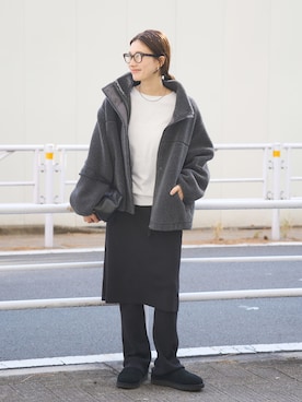 「FRAMeWORK（フレームワーク）のアイテム（その他アウター）」を使った、minamiさん（レディース・165cm）の冬コーディネート