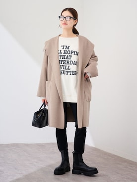 「FRAMeWORK（フレームワーク）のアイテム（その他アウター）」を使った、minamiさん（レディース・165cm）の冬コーディネート