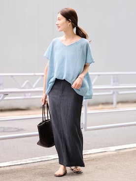 「サックスブルー」｜minamiさん（レディース・165cm）の春コーディネート