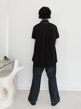 「FUMITO GANRYU（フミトガンリュウ）のFUMITO GANRYU プレーンシャツ（シャツ/ブラウス、ブラック系）」を使った、iinioiさん（メンズ・170cm）の夏コーディネート