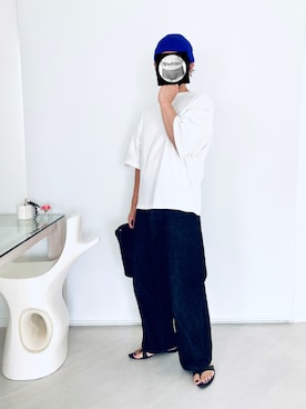 「KIJIMA TAKAYUKI（キジマ　タカユキ）のKIJIMA TAKAYUKI　KNITCAP（ニットキャップ/ビーニー、ブルー系）」を使った、iinioiさん（メンズ・170cm）の秋コーディネート