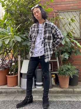 「Saint Laurent（サンローラン）のアイテム（パンツ）」を使った、Rさん（メンズ・164cm）の秋コーディネート