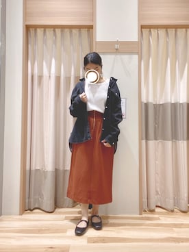 「シャツジャケット」｜「アイテム（ノーカラージャケット）」を使った、344.☺︎さん（レディース・160cm）の秋コーディネート