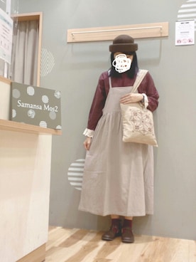 「刺繍」｜「アイテム（ジャンパースカート）」を使った、344.☺︎さん（レディース・160cm）の秋コーディネート