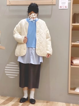 「Samansa Mos2 blue」｜「アイテム（スウェット）」を使った、344.☺︎さん（レディース・160cm）の冬コーディネート