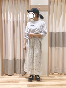 「Samansa Mos2 blue（サマンサモスモスブルー）のアイテム（キャップ）」を使った、344.☺︎さん（レディース・160cm）の春コーディネート