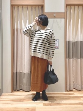 「Samansa Mos2 blue（サマンサモスモスブルー）のアイテム（スカート、オレンジ系）」を使った、344.☺︎さん（レディース・160cm）の冬コーディネート