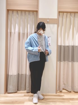 「Samansa Mos2 blue」｜「アイテム（デニムジャケット）」を使った、344.☺︎さん（レディース・160cm）の春コーディネート