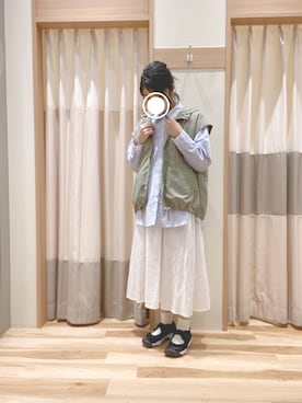 「Samansa Mos2 blue」｜「アイテム（マウンテンパーカー）」を使った、344.☺︎さん（レディース・160cm）の春コーディネート