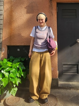 「KBF（ケイビーエフ）のMiller　Panel ribbed crew-neck tee（Tシャツ/カットソー、ホワイト系）」を使った、sayakaさん（レディース・161cm）の春コーディネート