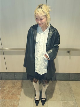 「KBF（ケイビーエフ）のマットクロステーラードジャケット（その他アウター、ブラック系）」を使った、sayakaさん（レディース・161cm）の秋コーディネート