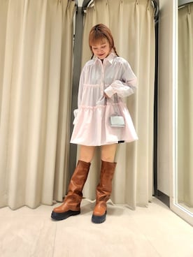 「KBF（ケイビーエフ）のカバーデザインロングブーツ（ブーツ）」を使った、sayakaさん（レディース・161cm）の冬コーディネート