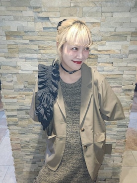 「アイテム（その他アウター、ブラウン系）」を使った、sayakaさん（レディース・161cm）の夏コーディネート