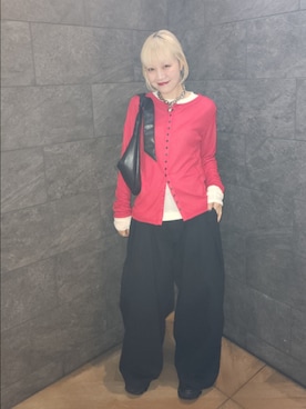 「KBF（ケイビーエフ）のソフトイージーラウンドショルダーBAG（ショルダーバッグ、ブラック系）」を使った、sayakaさん（レディース・161cm）の春コーディネート