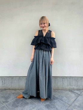 「アイテム（その他シューズ、イエロー系）」を使った、sayakaさん（レディース・161cm）の春コーディネート