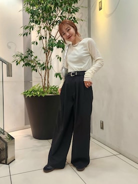 「KBF（ケイビーエフ）のシアーベロアシャーリングスリーブトップス（Tシャツ/カットソー）」を使った、sayakaさん（レディース・161cm）の秋コーディネート