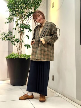 「アイテム（ボストンバッグ）」を使った、sayakaさん（レディース・161cm）の秋コーディネート