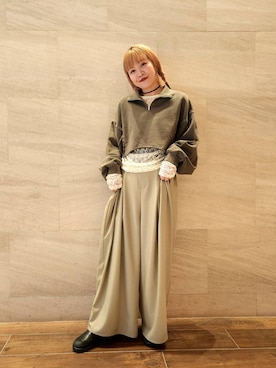 「KBF（ケイビーエフ）のWIDEワイドパンツ（その他パンツ）」を使った、sayakaさん（レディース・161cm）の冬コーディネート