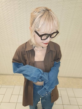 「SMELLY（スメリー）のアイテム（メガネ）」を使った、sayakaさん（レディース・161cm）の夏コーディネート