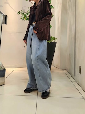 「アイテム（その他アウター、ブラウン系）」を使った、sayakaさん（レディース・161cm）の秋コーディネート