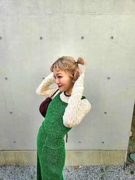 「LAATO（ラート）のmosa knit camisole（キャミソール）」を使った、sayakaさん（レディース・161cm）の春コーディネート