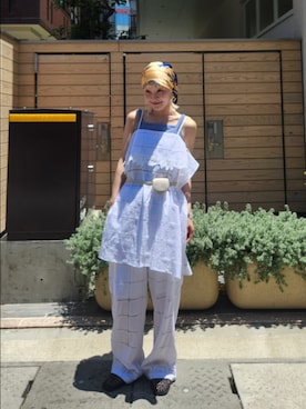 「KBF（ケイビーエフ）の2WAYアイレットエンブロイダリーワンピース（ワンピース、ホワイト系）」を使った、sayakaさん（レディース・161cm）の春コーディネート