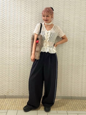「アイテム（キーホルダー、レッド系）」を使った、sayakaさん（レディース・161cm）の夏コーディネート