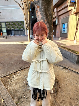 「KBF（ケイビーエフ）のシアーベロアシャーリングスリーブトップス（Tシャツ/カットソー）」を使った、sayakaさん（レディース・161cm）の冬コーディネート