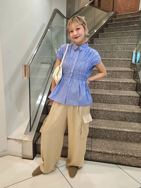 「アイテム（その他シューズ、ベージュ系）」を使った、sayakaさん（レディース・161cm）の夏コーディネート
