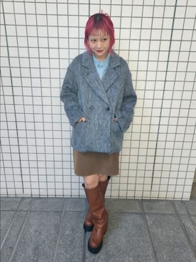 「KBF（ケイビーエフ）のカバーデザインロングブーツ（ブーツ）」を使った、sayakaさん（レディース・161cm）の秋コーディネート